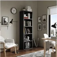 Vicco Bücherregal Bob, Schwarz, 40 x 132 cm mit 5 Fächern, 1-tlg.