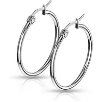 BUNGSA Ohrring-Set Creolen Klassisch schmal Silber aus Edelstahl Damen - 30 mm (1 Paar (2 Stück), 2-tlg), Ohrschmuck Ohrringe