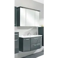 Saphir Badmöbel-Set Quickset 327 2-teilig, Waschplatz und LED-Spiegelschrank, (Set, 2-St), Anthrazit Hochglanz, inkl. Türdämpfer, 5 Türen, 1 Klappe, 1 Schublade