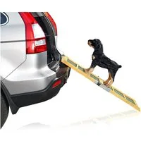 Mucola Hunderampe Hunderampe Auto Teleskop Rampe Einstiegshilfe Autorampe Hundetreppe (Stück, 1-St., Rampe), Vorimprägniertes Fichtenholz und Asphaltmatte