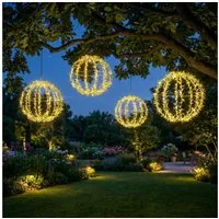 shop'n smile ideoon Hängeleuchte Solar Leuchtkugel Gartenkugel Ø40cm Blätterdesign 144 LEDs 2 Lichtmodi, LEDs, Warmweiß, 2 Modi, Solarbetrieb & Dämmerungssensor IP44, Dekoleuchte