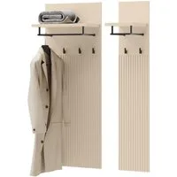 Compleo Kleiderständer Beige FLORE, Kleiderbügel mit Regal, geriffelte Front