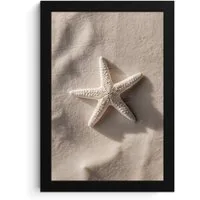 MuchoWow Poster Strand - Seestern - Sand - Beige, (1 St), Bilderrahmen, Zimmer Deko, Bild für Wohnzimmer, 20x30 cm