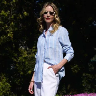 Premium Reinleinen-Bluse, Damen,  Gelb, Leinen, by Lands' End