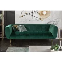 riess-ambiente Sofa NOBLESSE 225cm smaragdgrün / gold, Einzelartikel 1 Teile, Wohnzimmer · Samt · Metall · 3-Sitzer · Federkern · Retro Design