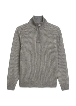 Marc OPolo Casual - Troyer aus Baumwoll-Schurwoll-Mix grau - Gr. - L