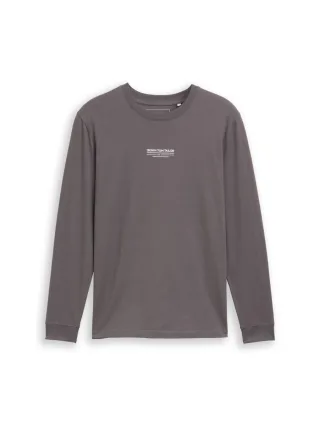 TOM TAILOR Denim - Langarmshirt mit Text-Print grau - Gr. - S