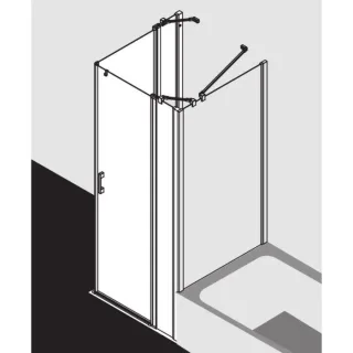 Kermi Liga Eckeinstieg-Hälfte Pendeltür mit Festfeld LIEPL090201AK 90x200cm, silber mattglanz, ESG klar, links, auf Duschwanne