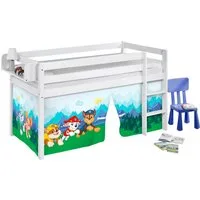 Lilokids Kinderbett Hochbett JELLE weiss Vorhang PAW PATROL Spielbett