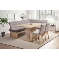 OTTO home Eckbankgruppe Beluna + Cross Essecke Sitzgruppe Eckbank Küchenbank, (Set, 4-tlg., Eckbank, 2 Stühle und Tisch), Sitzgruppe Esszimmer Stühle Tisch und Bank bequem gepolstert