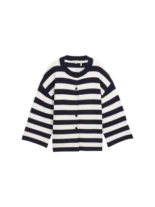 Tom Tailor - Cardigan mit Streifenmuster navy offwhite block stripe - Gr. - S