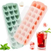 FOUORTUNATE-BEE Eiswürfelform 2er Set Herzförmige Silikon-Eiswürfelformen mit Deckel, (2-tlg), Herz Eiswürfel für Cocktails & Whisky, kleine Silikonform