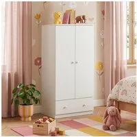 en.casa Kinderkleiderschrank »Beldinupp« mit 2 Türen 123 x 60 x 40 cm Schublade Weiß
