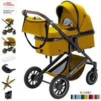 Daliya® Kombi-Kinderwagen FLEXI-PRO 2in1 Kinderwagen & Buggy, Reisekinderwagen, XXL Set, (10-tlg), modernes Design, Alu-Rahmen, Gummireifen, abnehmbare Gurte, UV 50+