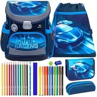 Belmil Schulranzen Set Mini Fit 10-teilig 2026 Jungen Racing Blue Neon