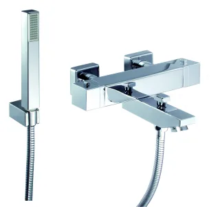 KAJA-Aquadrat Thermostat-Wannenfüll-und Brausebatterie mit Garnitur, chrom 34845-C