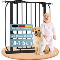 ib style Türschutzgitter Berrin Treppengitter ohne Bohren 58-66 cm schwarz, Getestet in Deutschland, 2-fach Sicherung, Babygitter bis 24 Monaten