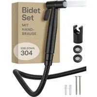 Praknu Bidetarmatur Bidet Set mit Handbrause, Schlauch & Halter Edelstahl Rostfrei (Set, 6-St) Handbrause, Schlauch, Halter rostfreier Edelstahl - inkl. 2 Dichtungen