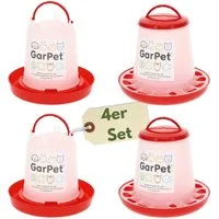 GarPet Futterspender 4 Stück Hühnertränke & Futterautomaten Set Küken Hühner Tränke Gr. 1