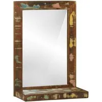 vidaXL Spiegel Badezimmer Spiegel mit Regal Braun Massives upgecyceltes Holz (1-St)