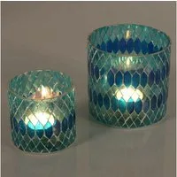 Casa Moro Windlicht Mosaik Rayan Hellblau Teelichthalter aus Glas handgefertigt (Kerzenhalter Kerzenleuchter, Mosaik Glaswindlicht), Muttertag Geschenk Ostern Deko Dekoration