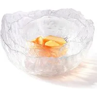Fine Life Pro Salatschüssel Glas-Salatschalen-Set (3 Stück), – Eis-Glas-Optik mit Goldrand, Vielseitig für Salate, Snacks & Obst
