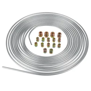 25Ft Coil Roll of 3/16"OD Steel Zinc Brake Line Fuel Tubing Kit with 16 Fittings Replacement Accessories