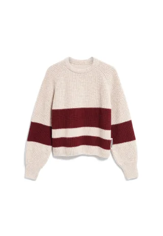 Armedangels - RIB STRIPED KNIT SWEATER honey melange-velvet red - Gr. - L