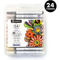 Artecho Marker Acrylstifte Set – 24 / 48 Farben, Direktflüssig & Wasserfest, (Acrylmarker), Acrylmalstifte für Stein, Holz, Leinwand, Glas, DIY & Kunstprojekte