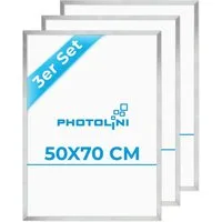 PHOTOLINI Bilderrahmen 3er Set 50x70 cm Poster-Rahmen, zum Aufhängen, für 3 Bilder (3er Set), MDF Holz, Acrylglas & Zubehör, für Fotos & Poster