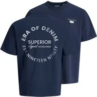 Jack & Jones Rundhalsshirt Jack&Jones XXL T-Shirt Rückenprint navy JJEDOVER