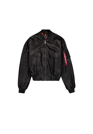 MA-1 Faux Leather Vintage Bomber Jacket Women