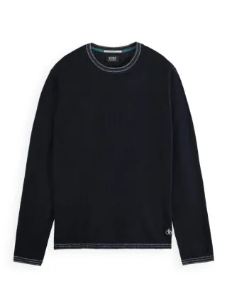 Scotch & Soda - Pullover mit Kontrast-Abschlüssen blau - Gr. - S
