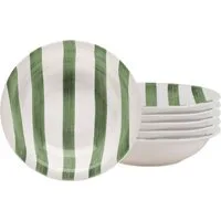 van Well Suppenteller Mallorca, Teller 21 cm, 6 Stück, (6 St), Teller Set, Keramik, Streifenoptik, spülmaschinen-/mikrowellengeeignet