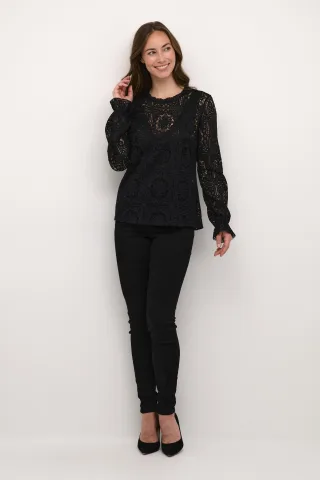 Langarm-Bluse black