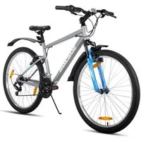 HILAND Mountainbike 26/27 Zoll Herren Damen Studenten fahrräder, Gelände Pendlerfahrräder, Mit 18 Gang, Doppel-V-Bremsen, stoßdämpfender Federgabel, Schutzblech