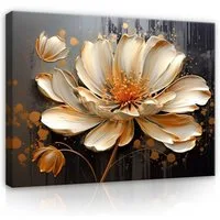 Wallarena Leinwandbild Blumen Abstrakt Modern Braun Schlafzimmer, Wohnzimmer 60x40 cm, Blumen, 60 x 40 cm
