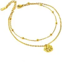 Kim Johanson Fußkette Rose Blüte, aus Edelstahl