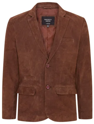 Herren Schmaler italienischer Blazer aus Ziegenwildleder in Braun - Somero