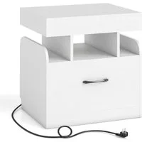 COSTWAY Nachttisch (1-St), Beistelltisch, Sofatisch, mit Ladestation, Schublade