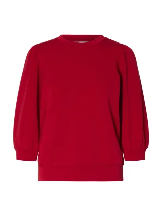 SELECTED WOMEN - SLFTENNY 3/4 SWEAT TOP NOOS equestrian red - Gr. - L