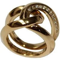 DKNY Fingerring Damen, aus Edelstahl, Gold, Zirkonia, Gr. 50 (15,9mm)