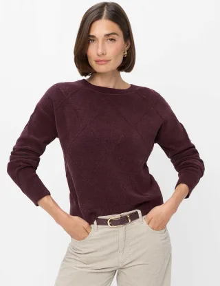 Brax Damen Strickpullover Style LISA blackberry violet, dunkles lila, Gr. 44
