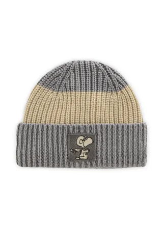 Peanuts? Strickmütze aus weicher Wollmischung mit Snoopy-Patch grau - Gr. - ONE SIZE