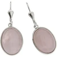 Zeeme Paar Ohrhaken Silber 925 rhodiniert mit 2x Rosenquarz 16x12mm