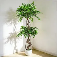 Kunstbaum 1.5/1.8m Kunstpflanze Ficusbaum Mit Weiß Topf, künstliche Pflanzen Ficusbaum, BlingBin, Höhe 150 cm, künstliche Ficus-Bäume Für Innendekor Wohnzimmer Büro Gartenhaus Decor
