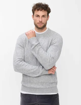 Brax Herren Strickpullover Style BUDDY platin, hellgrau, Gr. XS