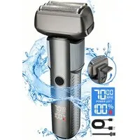 Luckice Elektrorasierer Elektrorasierer für Herren, 5-fach Schneidsystem & Präzisionstrimmer, Folienrasierer nass & trocken wasserdicht,LED-Display,90 Min., flexibler Trimmkopf für Konturen,Akku USB-C