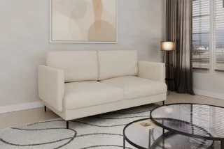 Sofa Designersofa HELMER 2-Sitzer Stoff Vibe Creme