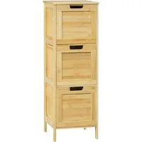 EUGAD Badkommode (1 St), Badezimmerschrank schmal, mit 3 Schubladen, aus Bambus